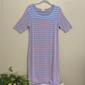 LuLaRoe Dress Pink and Light Blue Striped Size XL